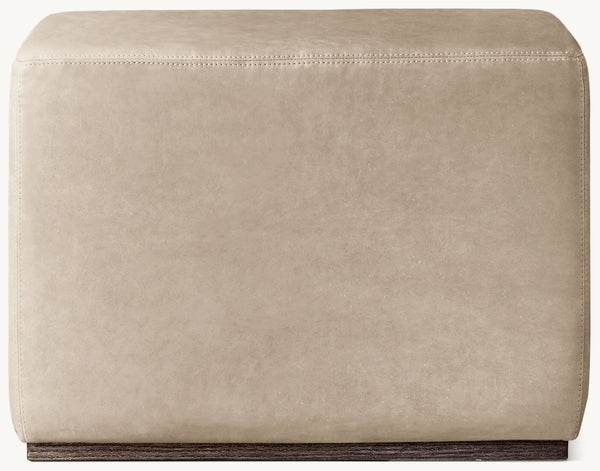 Rex Rectangular Leather Ottoman - Oak Base