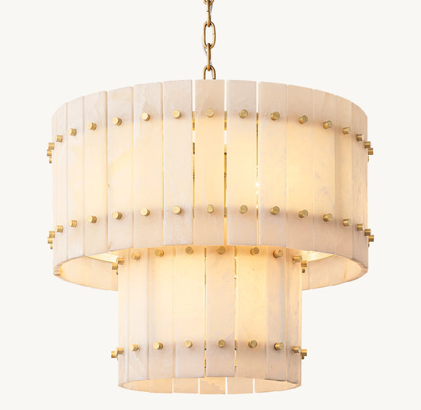 San Marco Alabaster Round Tiered Chandelier 22"