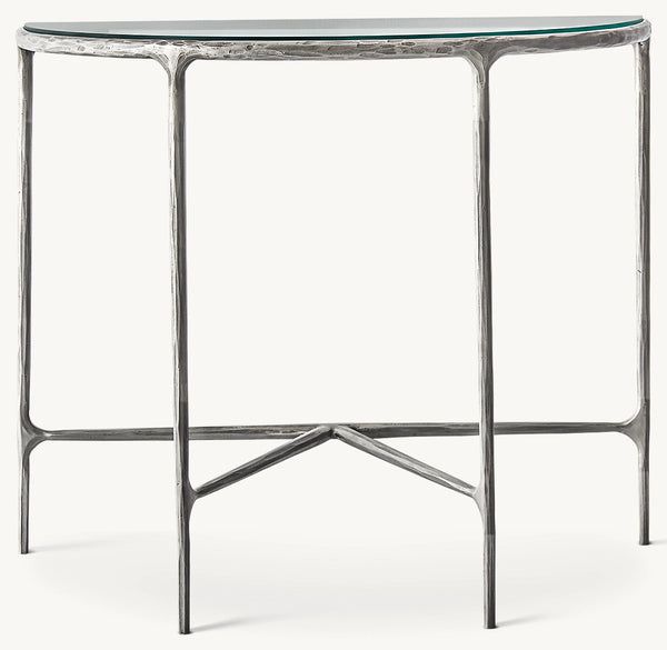 Thaddeus Glass Demilune Console Table